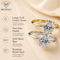 Bague en argent sterling 925 JINSEO avec diamant simulé ovale de 6 carats, plaqué or 18 carats, pour femme, idée cadeau