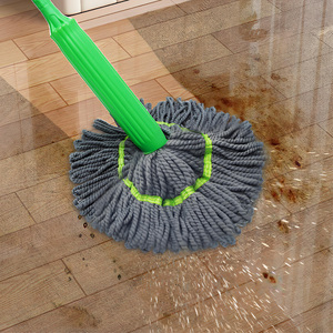 Mop Piatto Auto-Svuotante con Palo in Acciaio e Filato Misto, Strumento per la Pulizia Domestica Senza Mani per Lavaggio Pavimenti - Product Image 6