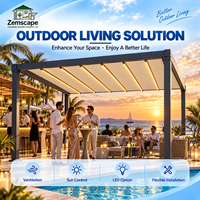 Pergola en PVC de qualité commerciale résistante aux intempéries, toit pliant motorisé, auvent rétractable pour terrasse de villa