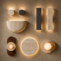 Appliques murales minimalistes en pierre de travertin demi-lune, luminaire architectural linéaire pour hôtel de charme, couloir, projet de villa