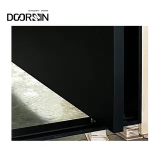 Doorwin Premium Quality Timber Wood Modern Front Main Entrance Black Pivot Doors