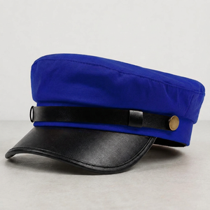 <b>Berets</b> Camouflage PU Leather Breathable Jersey Fabric Hand Embroidery Flat Top Baseball Hat Adjustable Strap Unisex Four Seasons - Product Image 5