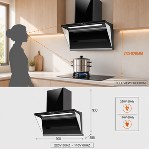 <span class=keywords><strong>Hotte</strong></span> aspirante double aspiration supérieure de 900 mm, contrôle gestuel, 21 m³/min, silencieuse pour cuisine, double tension - Product Image 2