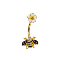 Or abeille lapin fleur mignonne en acier inoxydable femmes couleur or ours en peluche courbe nombril anneau haltère ventre bouton body piercing
