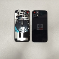 Pour iphone 14 14 Plus Verre arrière avec câble de charge sans fil et cadre lunette plaque métallique anneau magnétique