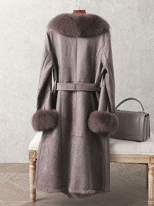 <span class=keywords><strong>Manteau</strong></span> d'hiver vintage slim avec col et manches en fourrure de renard, <span class=keywords><strong>manteau</strong></span> <span class=keywords><strong>long</strong></span> en fourrure véritable pour femme avec <span class=keywords><strong>ceinture</strong></span> - Product Image 3
