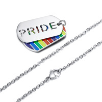 Collier punk en acier inoxydable plaqué argent avec pendentif arc-en-ciel personnalisé pour meilleur ami gay ou lesbienne, symbole de l'unité LGBT