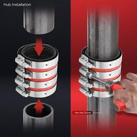 Collier de serrage sans moyeu pour tuyau, robuste, en acier inoxydable, coloré, rouge