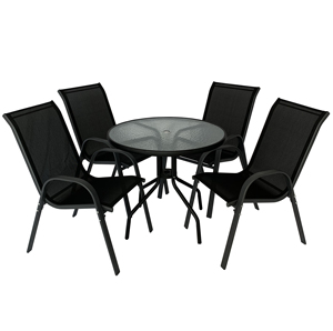 Juego de Muebles de <span class=keywords><strong>Patio</strong></span> Uplion de 5 Piezas, Juego de Mesa y Sillas de Jardín, Sillas Apilables <span class=keywords><strong>para</strong></span> Exteriores con Mesa Desmontable - Product Image 1