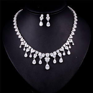 RAKOL SP116 Luxury fashion <b>Women</b> Decoration Water Drop Zircon Crystal Stone Pendant Necklace <b>Jewelry</b> <b>Set</b> - Product Image 2