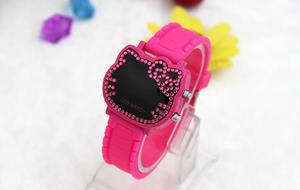 Dessin animé mignon Animal KT chat Hello Kitty chat Silicone électronique LED montre pour enfants sortes cadeau - Product Image 6