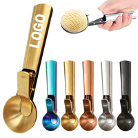 Cuillères à glace en métal personnalisées, résistantes au lave-vaisselle, outil pour la melon et les fruits, cuillères à glace antiadhésives en acier inoxydable