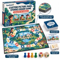 Fancboard Panneau d'images personnalisé pour histoires, jeu de société éducatif, en carton recyclable à 4 volets, pour les 8-10 ans |   Espagnol |   OEM/ODM