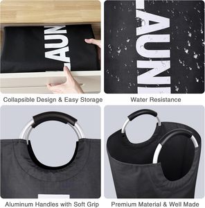 Panier à linge pliable grande capacité avec poignées, sac à linge autoportant haut, bac à linge sale pliable en tissu - Product Image 5