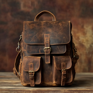 Forniture di fabbrica da uomo in vera pelle retrò zaino in pelle di cavallo pazzo zaino in pelle di vacchetta per Laptop borsa da viaggio per il tempo libero di grande capacità - Product Image 5