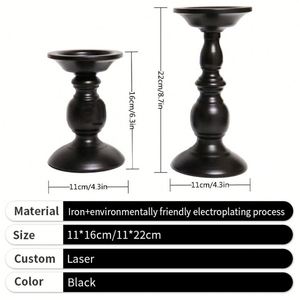 Hot Selling High Quality Tall Short Style Home Decorative Metal Votive Holder Retro Iron <b>Black</b> Color Metal <b>Candlesticks</b> - Product Image 3