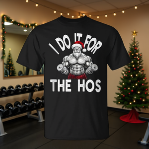Fitmas Claus T-Shirt Christmas Muscle Santa Design Chemise noire pour hommes - Product Image 3