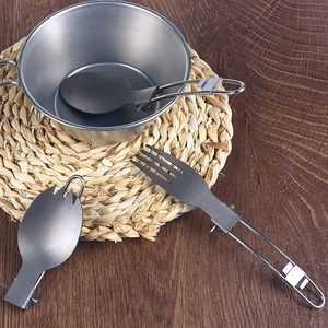 <span class=keywords><strong>Set</strong></span> di Posate Pieghevoli in Titanio MIlicamp, Kit Completo 3 Pezzi, Utensili da Campeggio Ecologici e Durevoli - Product Image 5
