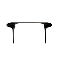 Meja Konsol Kayu Solid Minimalis Modern Bergaya Wabi-Sabi, Terpasang di Dinding, Ultra-Sempit, Warna Hitam, Perabot Rumah untuk Pintu Masuk