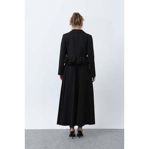 LOREEN Women's Black Ruffle Detail Jacket and <b>Trousers</b> Set - Elegant Two-Piece Suit for Office & Daily Wear, Model 20650TKS - Product Image 4