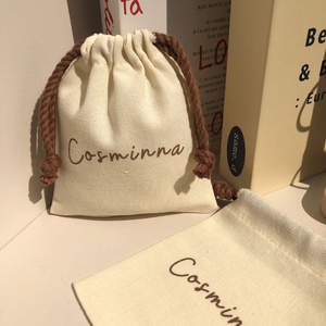 High Quality Small Cotton Canvas Dust Bag for Jewelry Earring Packaging Jewelry Drawstring Pouch With Printing Logo - Product Image 2