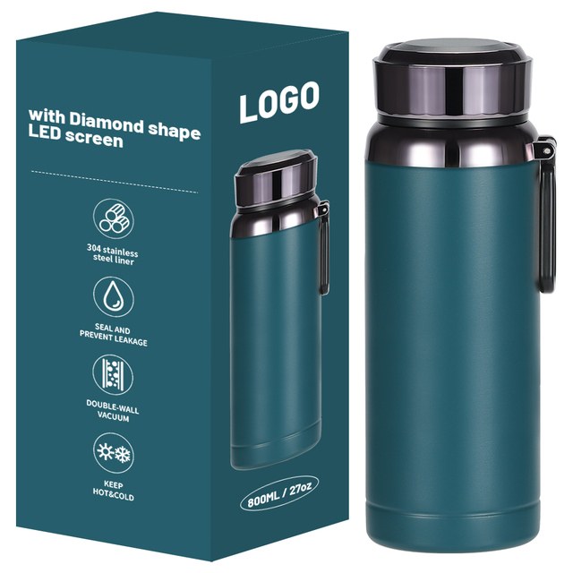 Factory Wholesale Reusable Keep Hot Cold Double Walled VacuumLed Smart Intelligent Stainless Steel Led Smart Water Bottle