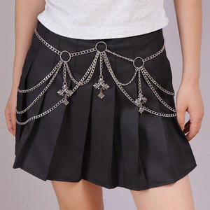 European American Style Hip Hop Metal <b>Cross</b> Pendant Waist <b>Chain</b> Multi Layer Body <b>Chain</b> Daily Wear Tibetan Silver - Product Image 1