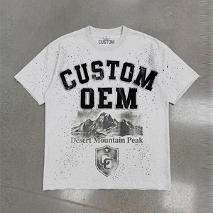 T-shirt surdimensionné vintage délavé à l'acide, coupe ample, 260 GSM, 100% coton, avec appliques de strass brodées, personnalisable OEM - Product Image 1