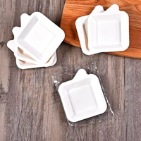 Assiettes jetables écologiques carrées de 4 pouces pour gâteaux, biodégradables pour la vente à emporter et l'usage domestique