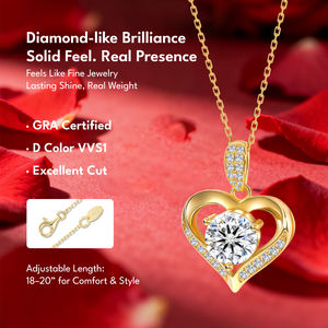 Collar con Colgante de Corazón de Diamante Moissanite VVS, Chapado en Oro de 14K, Cadena de Plata de Ley 925, Collar de Amor Romántico GRA para Mujer - Product Image 1
