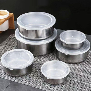 High Quality Unpolished Stainless Steel <b>Lunch</b> <b>Boxes</b> 5pcs Fresh Food Storage Jars PP Lid Factory Wholesale - Product Image 4