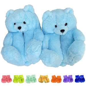 Pantoufles animales personnalisées de grande taille en gros, mignonnes et câlines, ours en peluche, semelle souple pour enfants et adultes, chaudes pour la maison - Product Image 4
