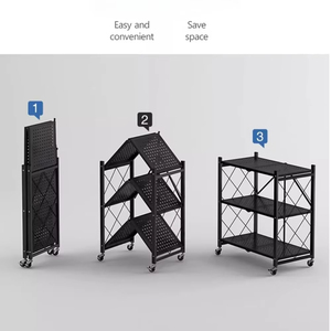 Étagère de cuisine pliante sans installation Étagère de rangement sur pied Étagère de rangement en métal Chambre Étagère de support de fleurs pour l'extérieur - Product Image 6