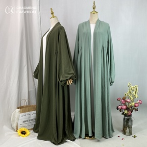 Abaya de Verano de Color Sólido, Modesta, con Cintura Ajustable, Mangas Elásticas Extra Grandes y Bolsillos Laterales para Mujeres Islámicas 1969 # - Product Image 1