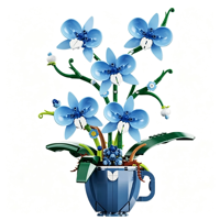 DK 3004 3005 NOUVEAU Blocs de construction pour filles, thème Tasse de café bleue et Orchidée, avec petites particules, jouet de décoration végétale à assembler pour enfants