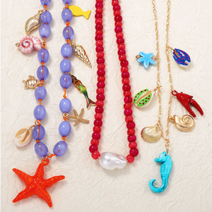 Collane Stratificate Bohemian Ocean Charm con Ciondoli a <span class=keywords><strong>Stella</strong></span> Marina, Conchiglia e Cavalluccio Marino, Collane <span class=keywords><strong>di</strong></span> Perline - Ingrosso - Product Image 4