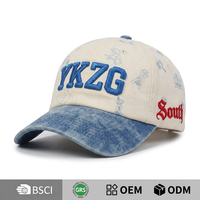 Casquette de baseball YKZG de luxe style streetwear à pois, broderie 3D de lettres, texte latéral gothique, visière en jean délavé, vintage, personnalisée, unisexe
