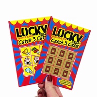 Cartes à gratter personnalisées « Lucky Catch 3 Cats » – Jeu de loterie « Gratte et Gagne » pour promotion de jeux de fête, cadeau, carte de loterie