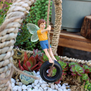 OEM ODM Décorations de scène créatives pour <span class=keywords><strong>jardin</strong></span> féerique miniature, en forme de pneu et d'ange, sculptées et polies - Product Image 2