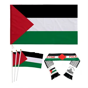 Grosir bendera melambai tangan poliester 14*21cm 20x28cm 30x45cm syal 3x5 kaki semua negara bendera Palestina