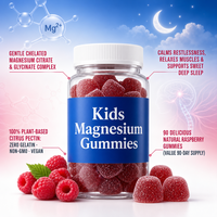 Gummies de citrate de magnésium pour enfants, saveur framboise, complément apaisant et relaxant pour la santé cardiaque et nerveuse, soutien musculaire, amélioration de la mémoire