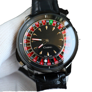 Montre mécanique de luxe de haute qualité avec bracelet en cuir de 20 mm, boîtier en acier inoxydable, style casino, personnalisable, automatique, avec diamants incrustés - Product Image 1