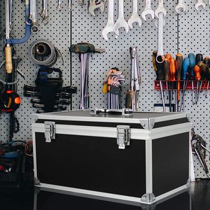 Maletín Rígido <span class=keywords><strong>de</strong></span> Aluminio Negro, Maletín <span class=keywords><strong>de</strong></span> Transporte Resistente a Impactos con Espuma para Instrumentos <span class=keywords><strong>de</strong></span> Prueba, Cámaras, Herramientas, Piezas, Mecánica - Product Image 6