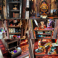 Rak Buku Miniatur Rumah Kayu DIY Y-TOP Laris Manis, Puzzle Kayu 3D, Penutup Debu, Dekorasi, Dapat Dihias, Cocok untuk Hadiah, Dapat Menyala