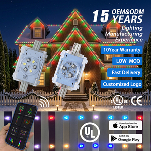 Éclairage de Noël et de Fêtes Permanente pour Toit et Rails Extérieurs, 48V RGB Pixel Point Light, 300ft 400ft 500ft, IP68, Utilisation Toute l'Année - Product Image 1