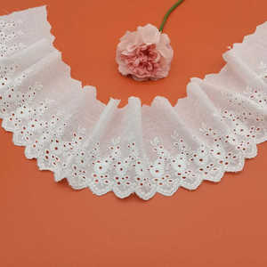 Adorno de encaje con ojales de algodón bordado de 11,5 cm/4,5 ", adorno de encaje de algodón con flores, adorno de encaje festoneado de algodón - Product Image 1