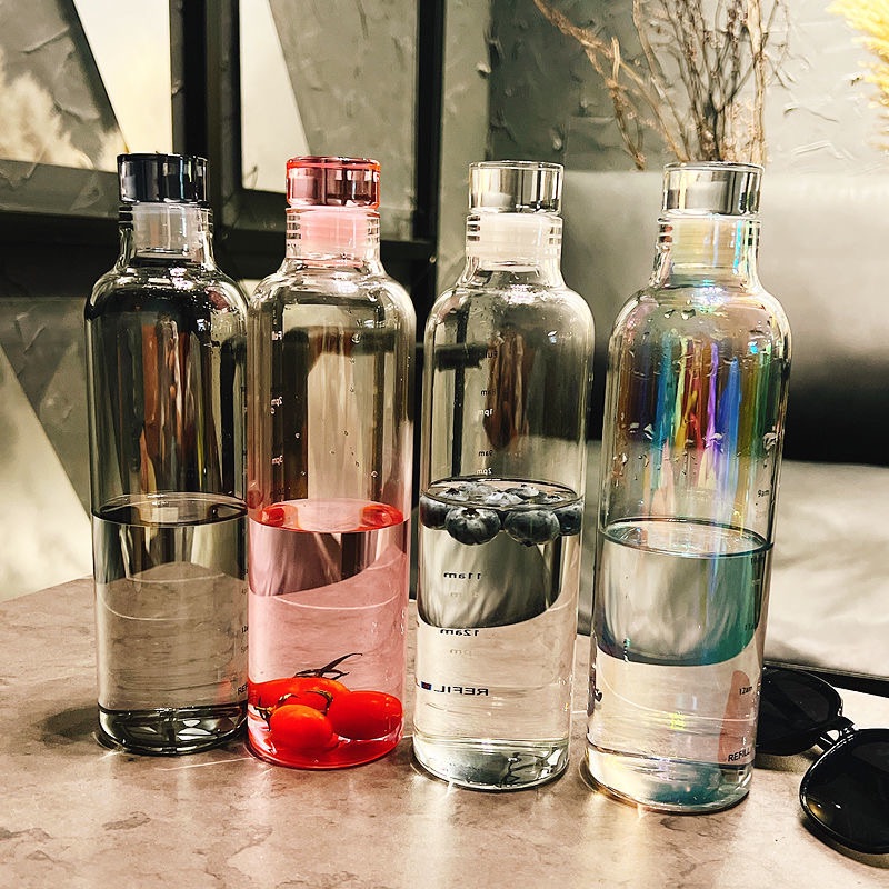 In sock clear single layer glass water bottle high borosilicate glass bottle