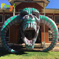 Ballon géant gonflable en forme de crâne de démon cornu pour la décoration de festival d'Halloween