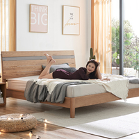 Cadre de lit en bois massif Base de lit en bois Plateforme de matelas pour chambre à coucher Mobilier de chambre à coucher moderne simple Assemblage rapide et rapide Pack plat