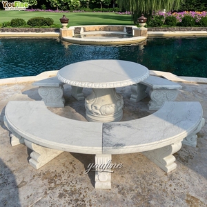 Vườn đá cẩm thạch Voi Đá Bàn tròn và băng ghế cho trang trí nội thất - Product Image 4